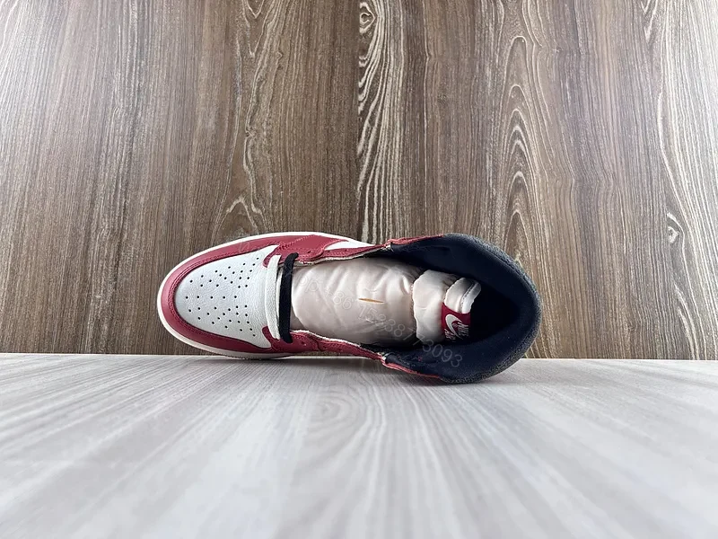 View 10 of Burgundy-White-Black Leather High-Top Sneakers with Swoosh