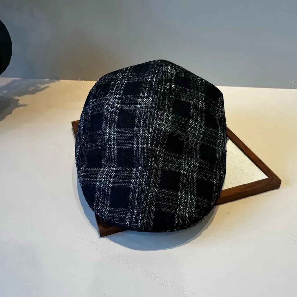 View 7 of Textured Beret with DIOR-Inspired Accent, Navy, One-Size