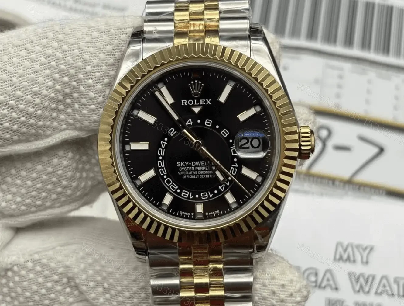 View 10 of Superclone Rolex Sky-Dweller Bright black Dial 336933 Jubilee