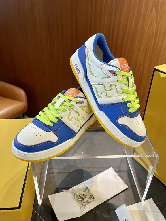 View 8 of Bold Contrast-Block Fusion High-Top Sneaker with Fendi Detailing