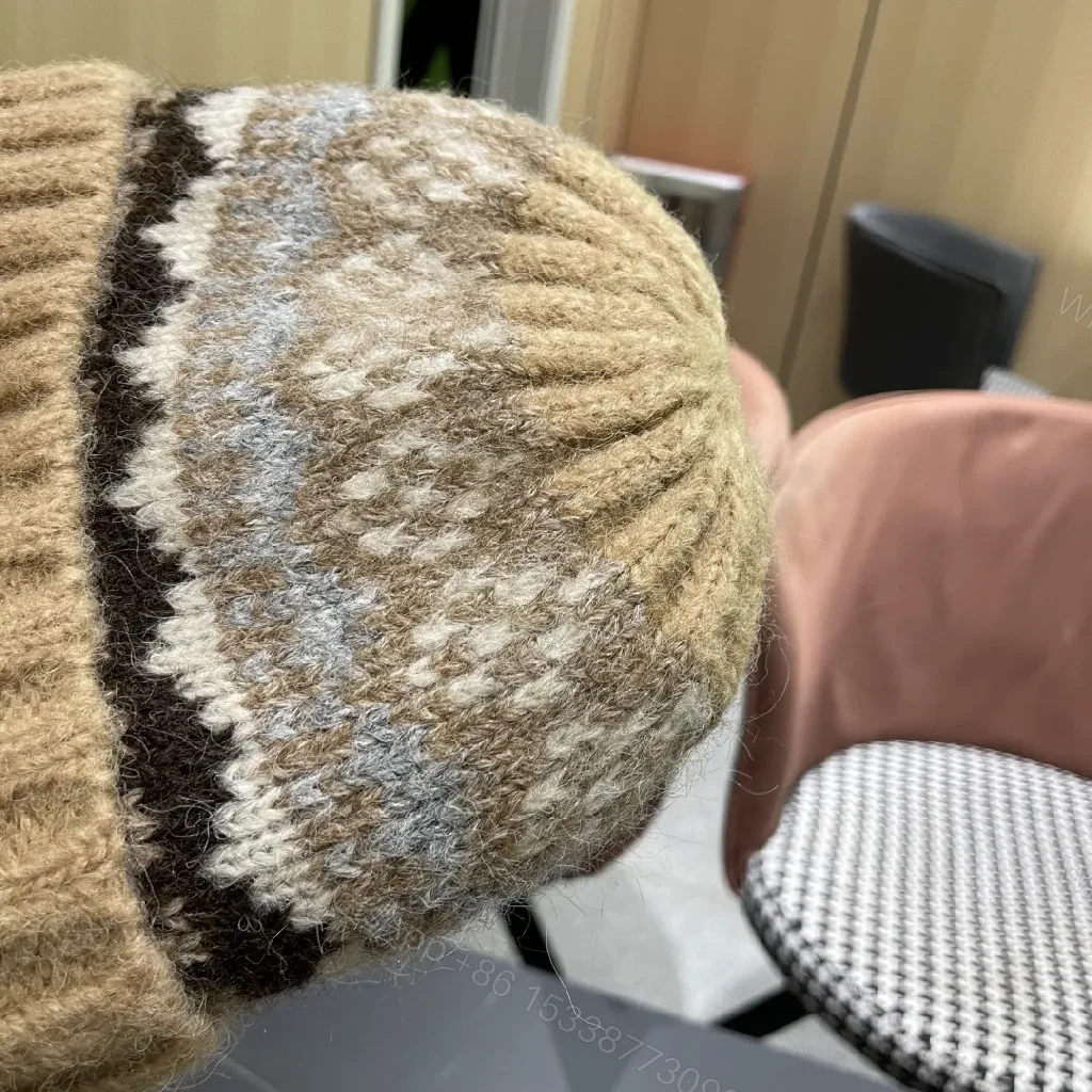 View 8 of Textured Knit Beanie: Luxury Moncler Badge Warmth Cap