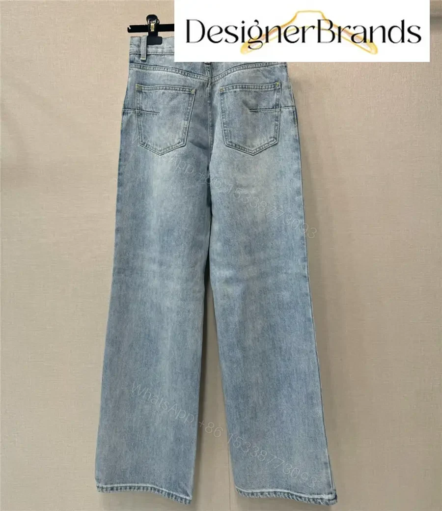 View 8 of Dior Light Blue Wide-Leg Embroidered Jeans