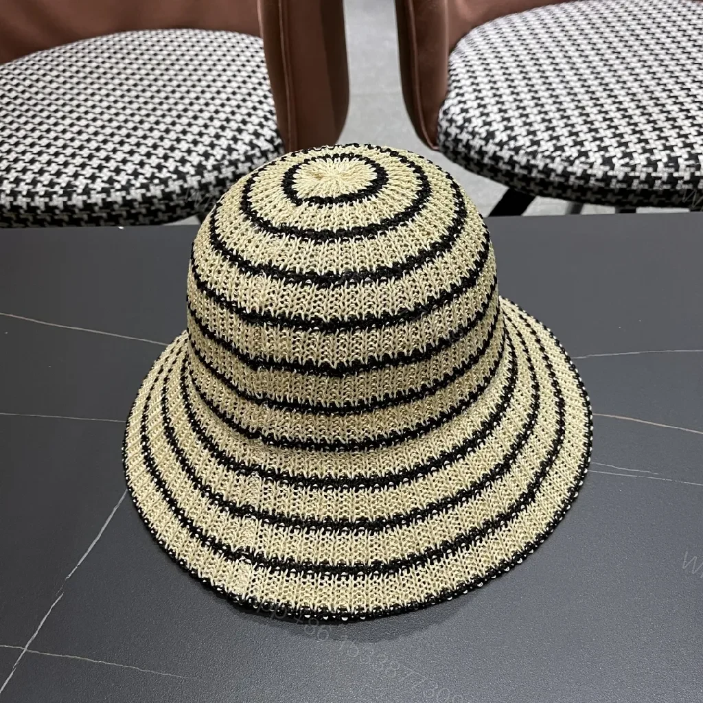 View 6 of Straw Hat: Striped Beige/Black, Chanel-Inspired Luxe