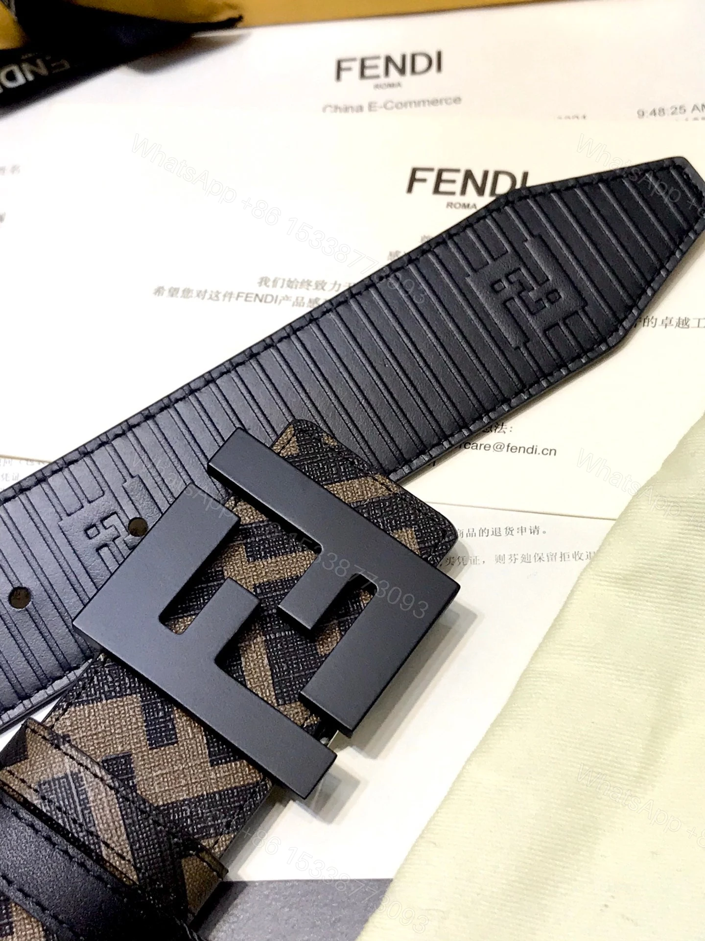 View 3 of FENDI’S REVERSIBLE FENDI LEATHER BELT BROWN 40MM