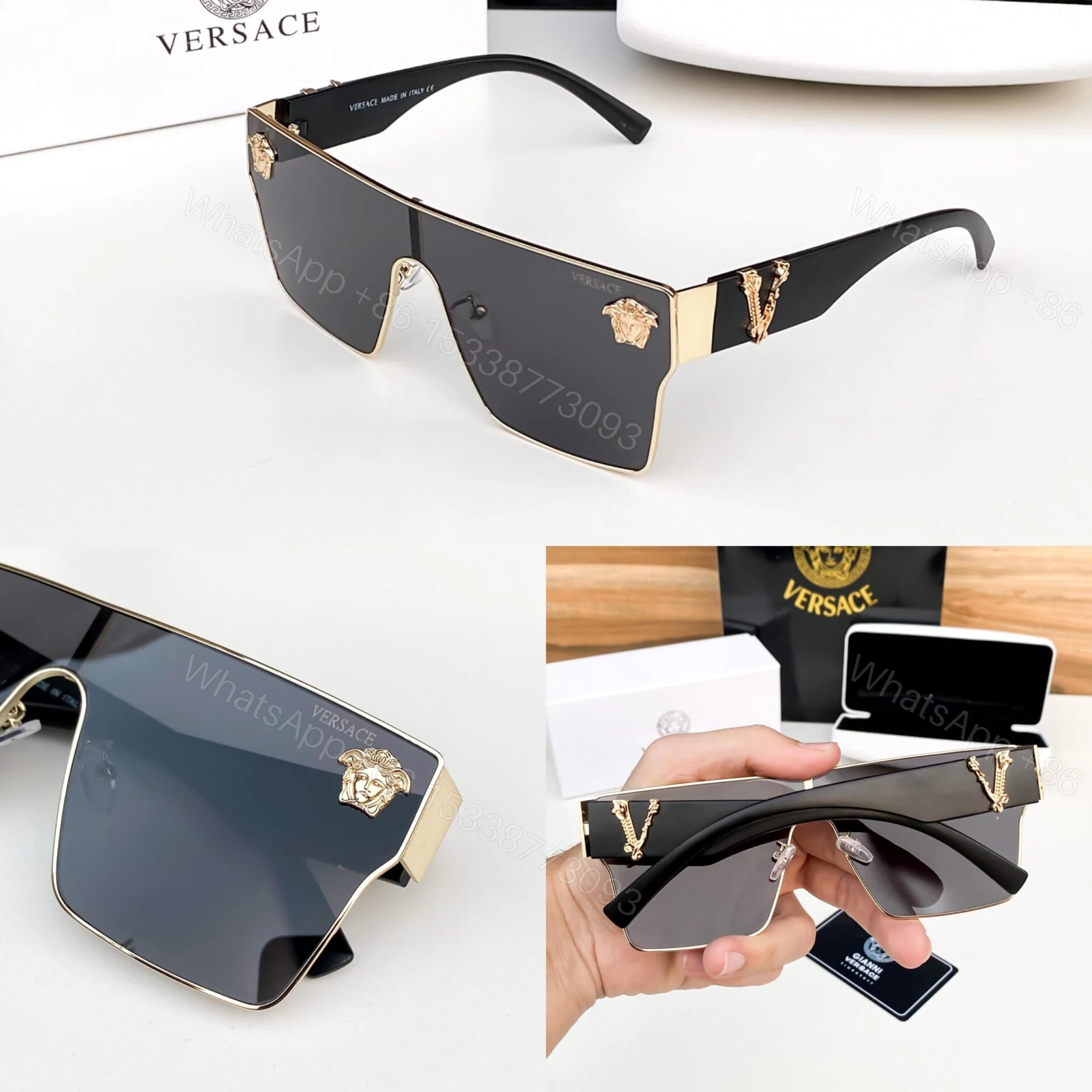 View 2 of Versace Men’s Sunglasses Black/Gray