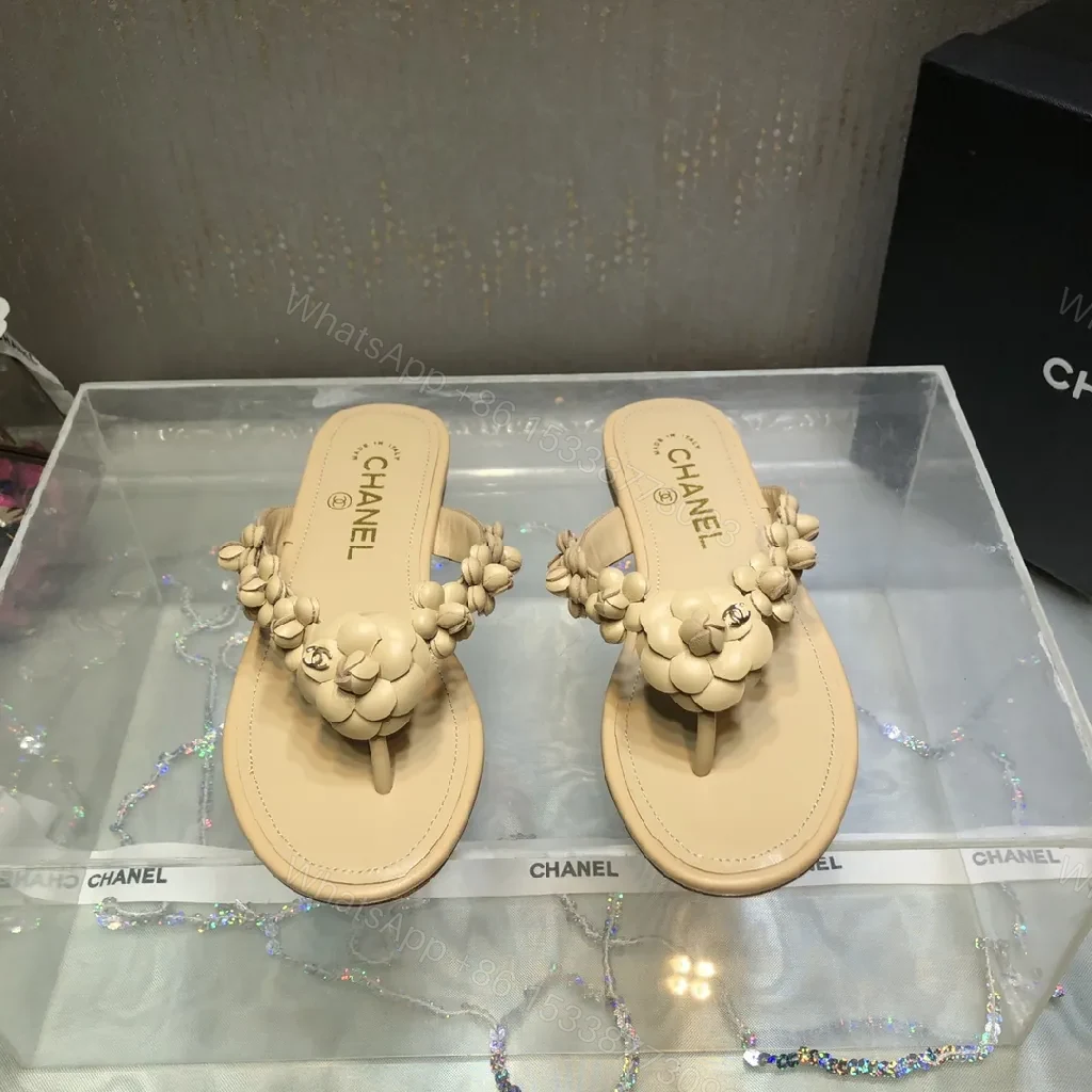 View 2 of Beige Floral-Accent Sandals: Luxe Comfort Slip-On