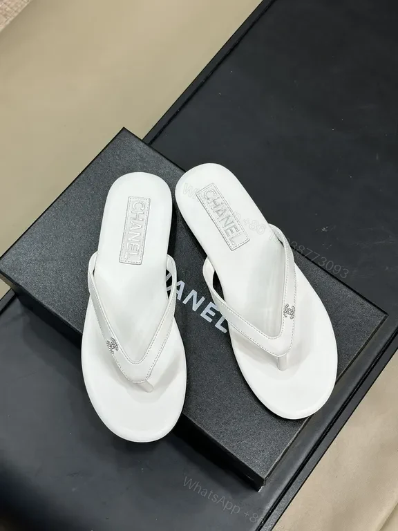 White Chanel-Style Flip-Flops: Luxe Comfort Sandals — view 1
