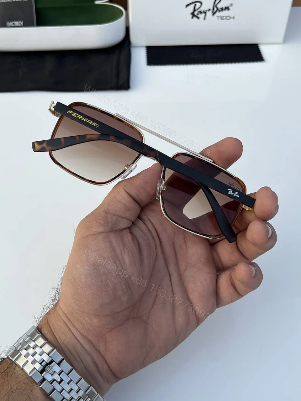 View 4 of First Copy RayBan 8830 Gold Brown Tiger Sunglasses