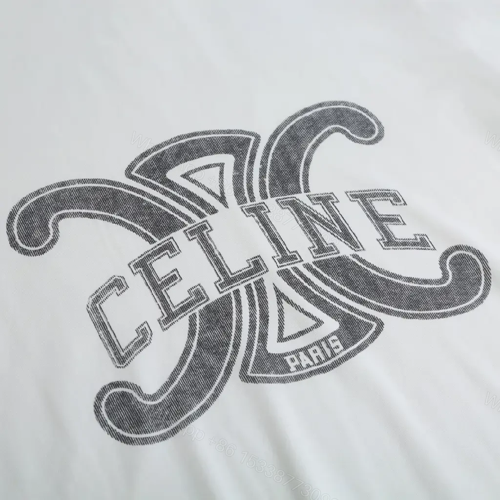 View 4 of White Cotton Tee: Premium Logo Graphic, Relaxed Fit, Durable