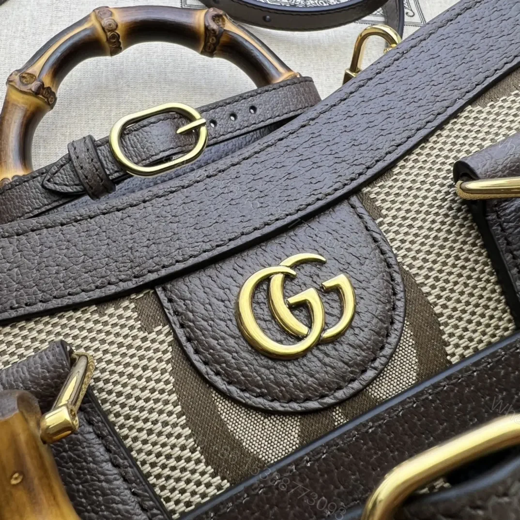 View 6 of Gucci Diana Jumbo GG Tote Bag Small Camel/Ebony