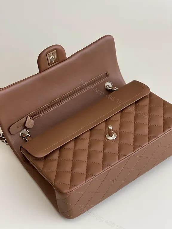 View 8 of Textured Quilted Saddle Bag with Signature Hardware - Brown Leather