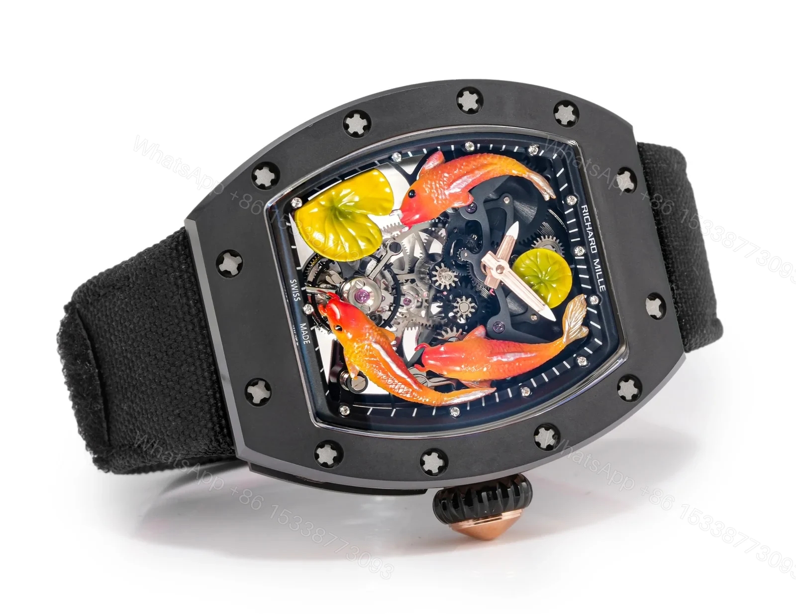 View 4 of Richard Mille RM S10 Koi Tourbillon Watch Oriental Art Dial Red Gold Diamond Koi Mechanical Tourbillon Luxury Edition RM-S10-KOI-TB-ORI