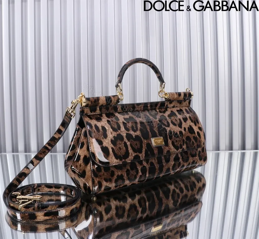 View 5 of Leopard Luxe Handbag: Structured Black-Toned Leather, Glam Statement Tote