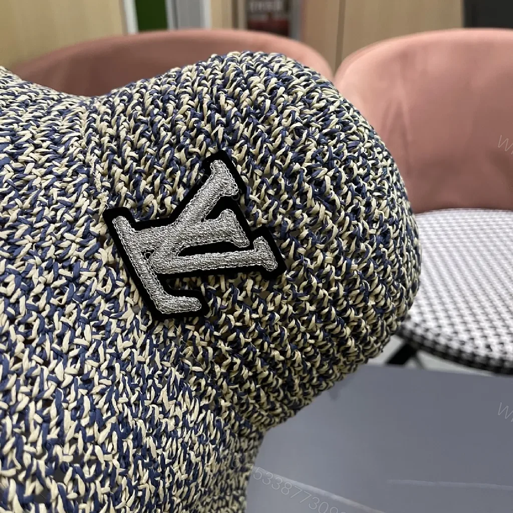 View 6 of Textured Straw-Blend Hat with LV Accent - Bucket Style