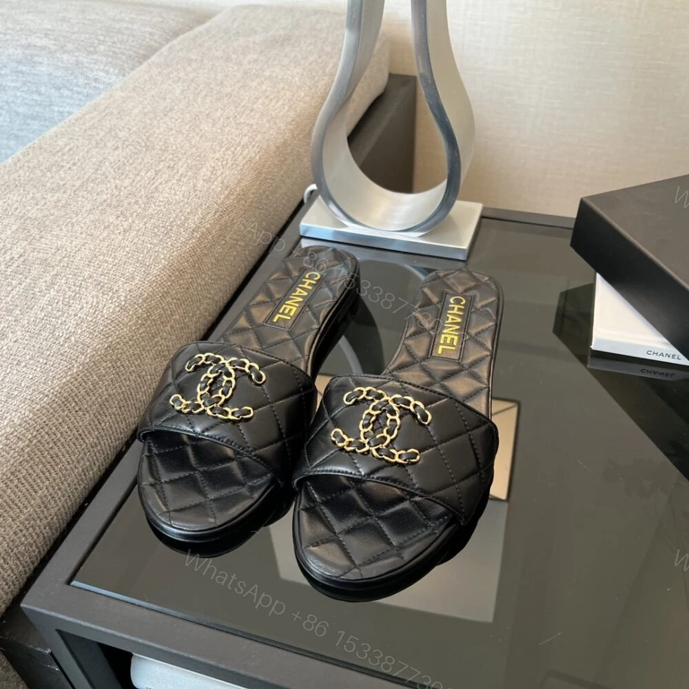 View 5 of Chanel 23P Quilted Cc Chain Mule Sandal Black