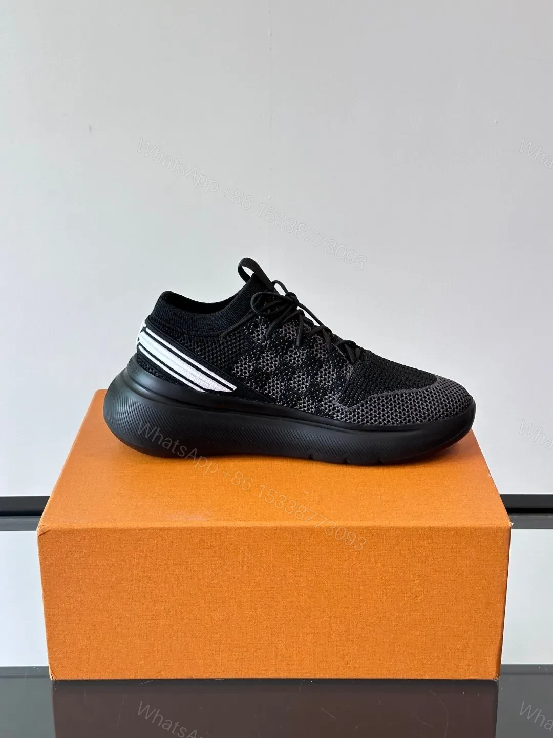 View 6 of LV Men Black Knit Fabric Sneakers