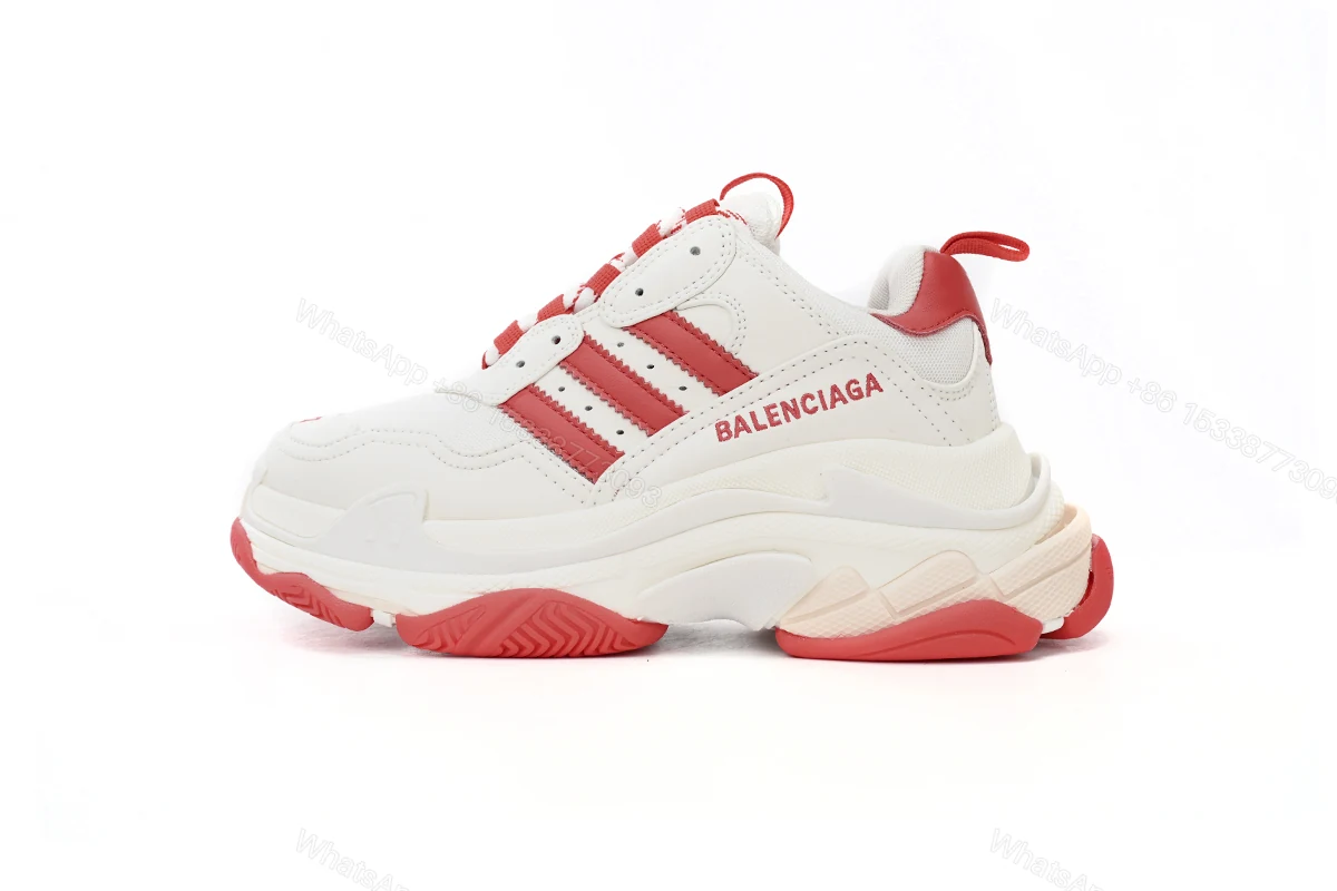 View 9 of adidas x Balenciaga Triple S White Red Bar