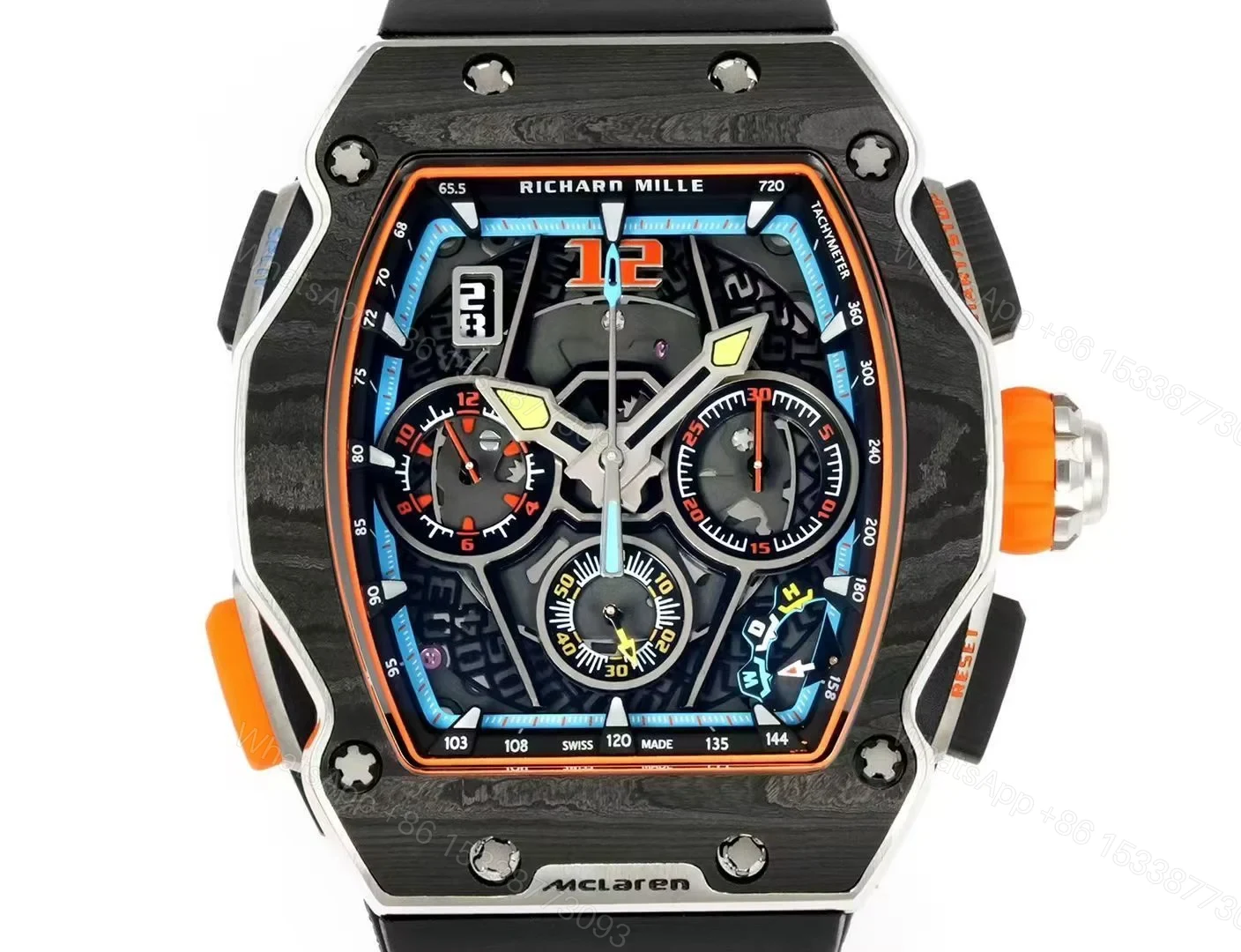 View 5 of Richard Mille RM65-01 McLaren W1 Automatic Chronograph Watch Carbon TPT Titanium Skeleton Dial RMAC4 Movement Supercar Edition RM65-01-MCL-W1-CHR