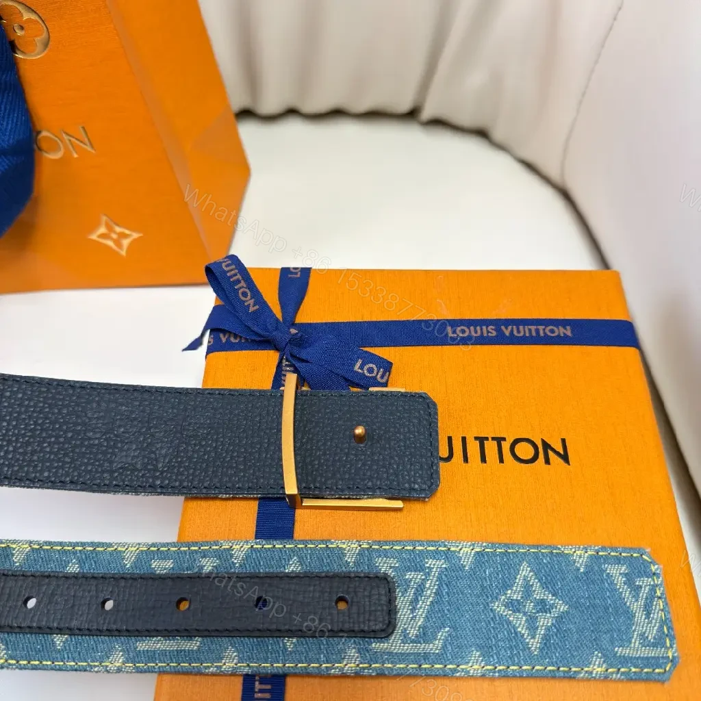 View 3 of Denim-Texture Monogram Belt: Subtle Luxury, Everyday Comfort