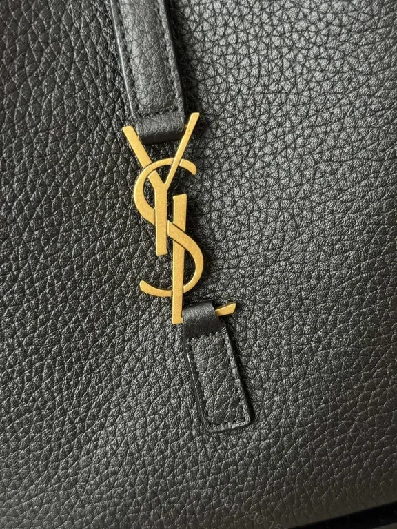 View 8 of Structured Leather Hobo with Gold YSL Accent â€“ Everyday Carry Bag