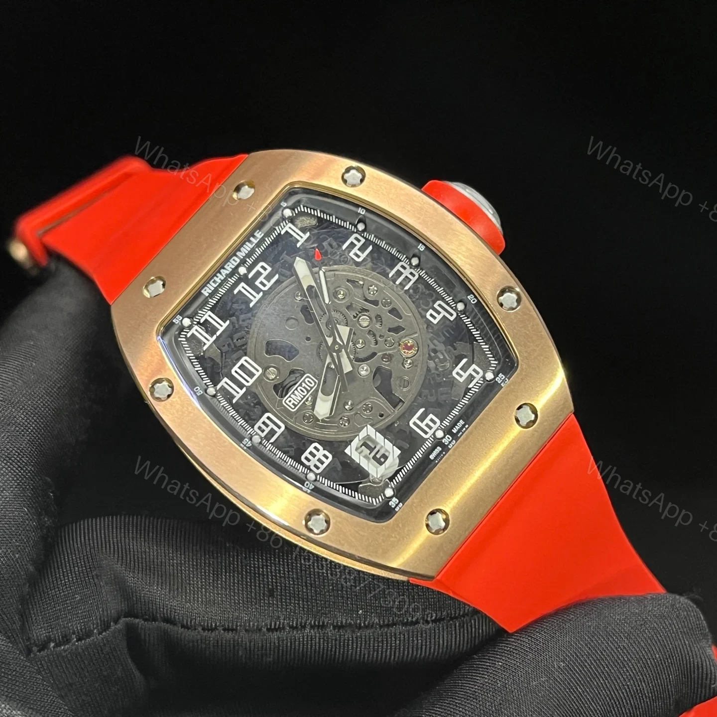 View 3 of Luxury Skeleton Automatic Red Strap Watch RM010-SKELETON-2026