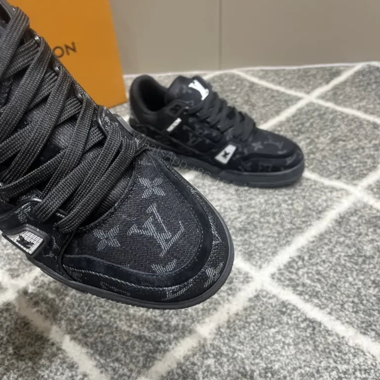View 6 of Monochrome LV-Patterned High-Top Sneaker with Comfort Fit