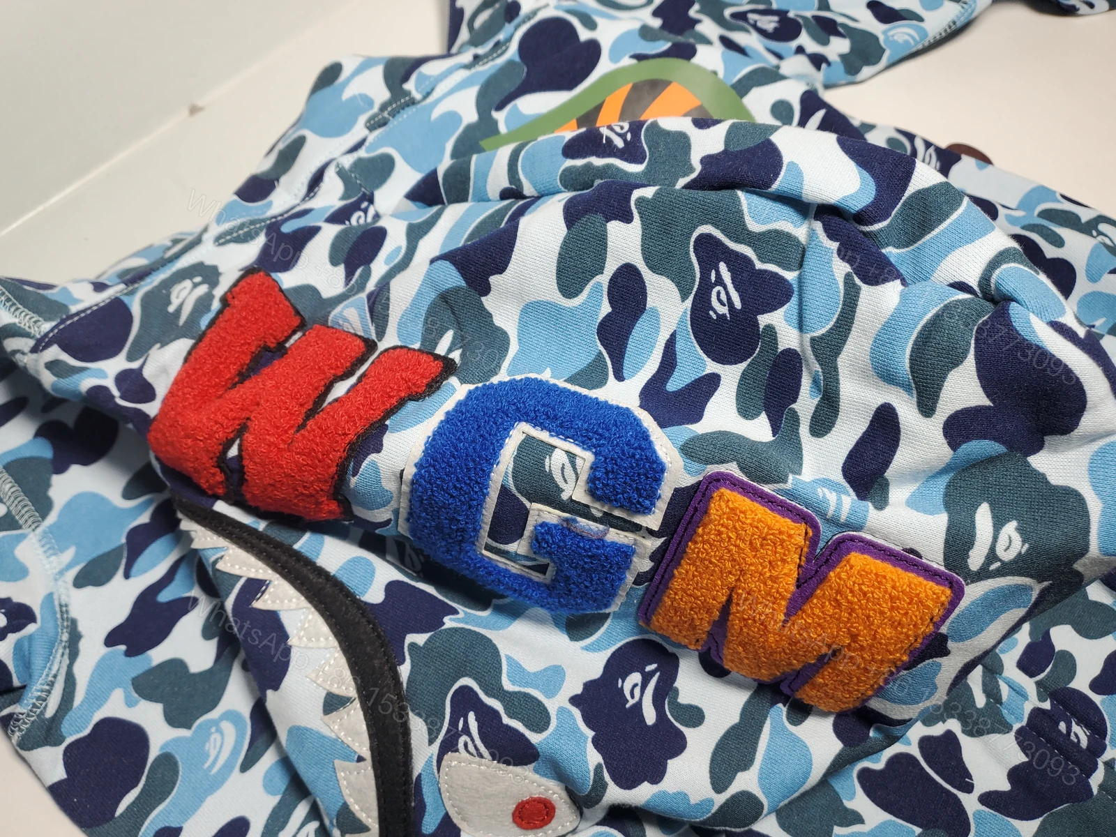 View 4 of BAPE ABC Camo Shark Zip Hoodie Blue 1J70-314-001