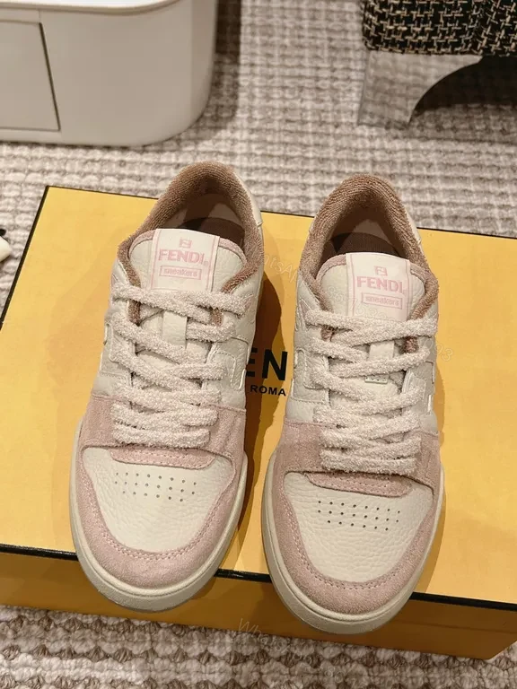 Soft-Luxe Platform Low-Tops: Suedeâ€“Leather, Fendi-Inspired Detailing Sneakers — view 1