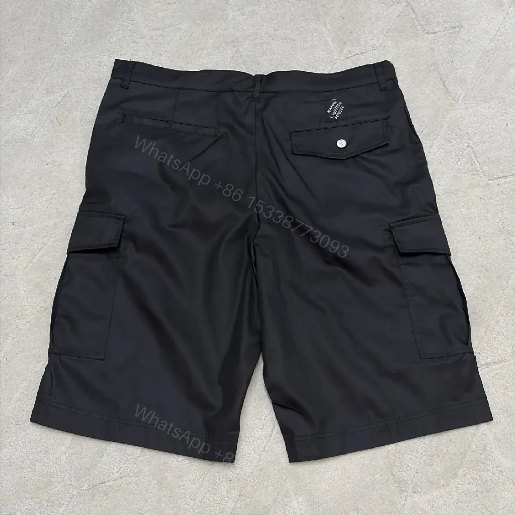 View 10 of Black Nylon Cargo Shorts Louis Vuitton Style Utility Pockets Shortage Key Feature