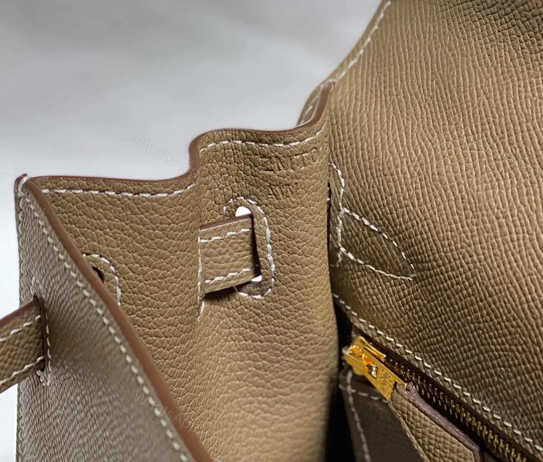 View 7 of HN 25 bag in Etoupe Epsom leather with gold hardware