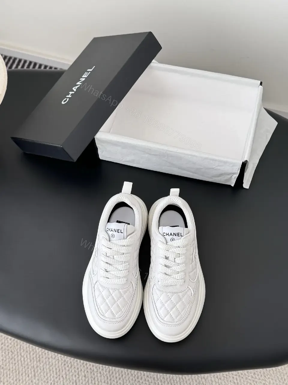 View 4 of White Quilted Low-Top Sneakers — Subtle Couture Comfort