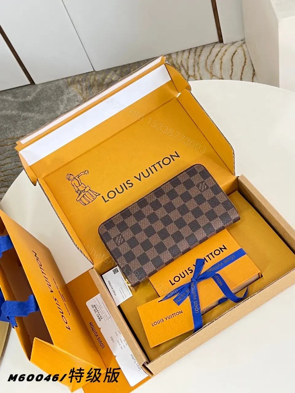 Checkerboard Leather Wallet — Signature Monogram, Chic Luxury — view 1