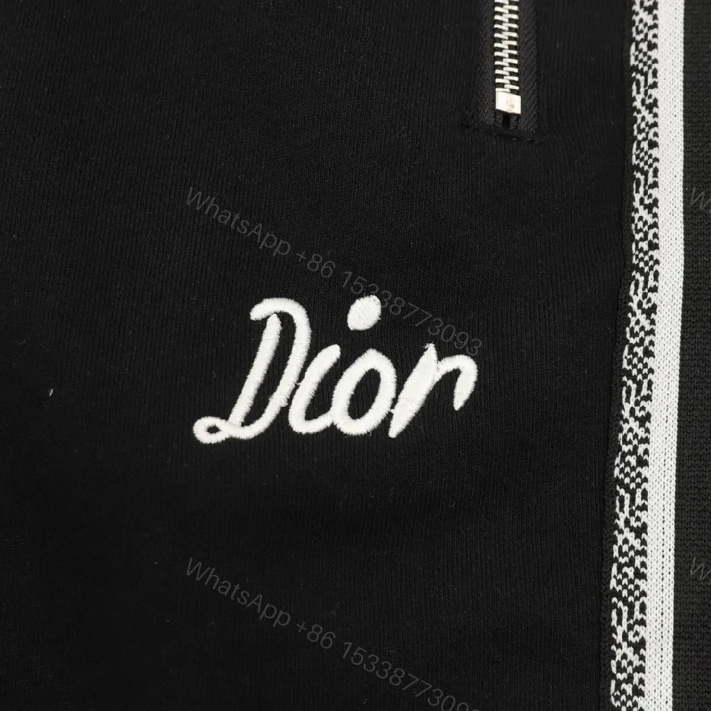 View 9 of Black Wide-Leg Track Pants with Dior Stripe Detailing