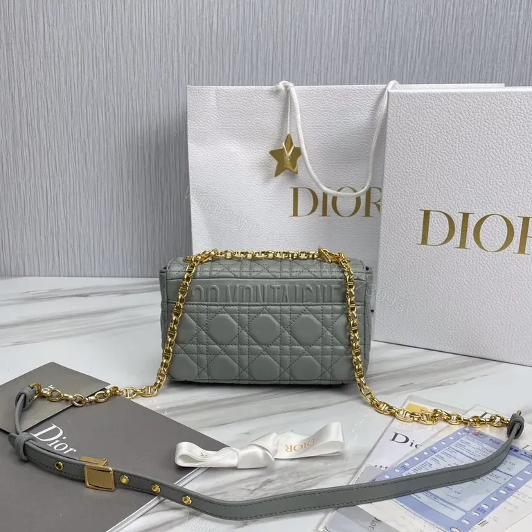 View 8 of Chic Gray Quilted Lambskin Bag with Gold Hardware