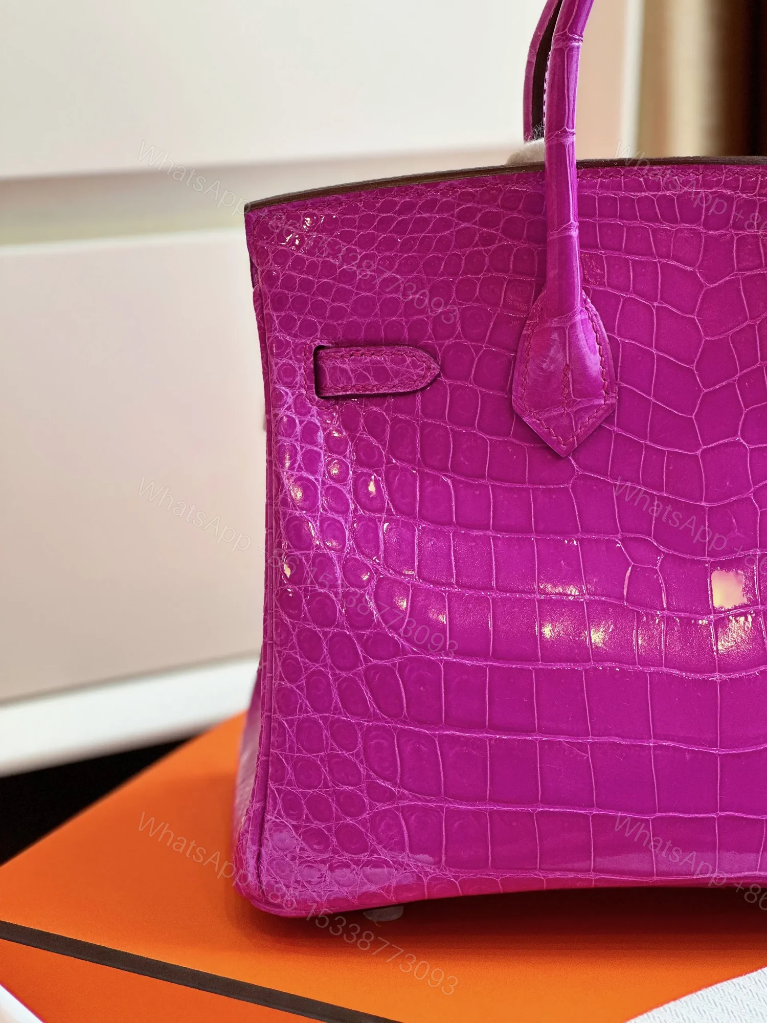 View 3 of HN 25 Purple Genuine Crocodile Leather Palladium Hardware