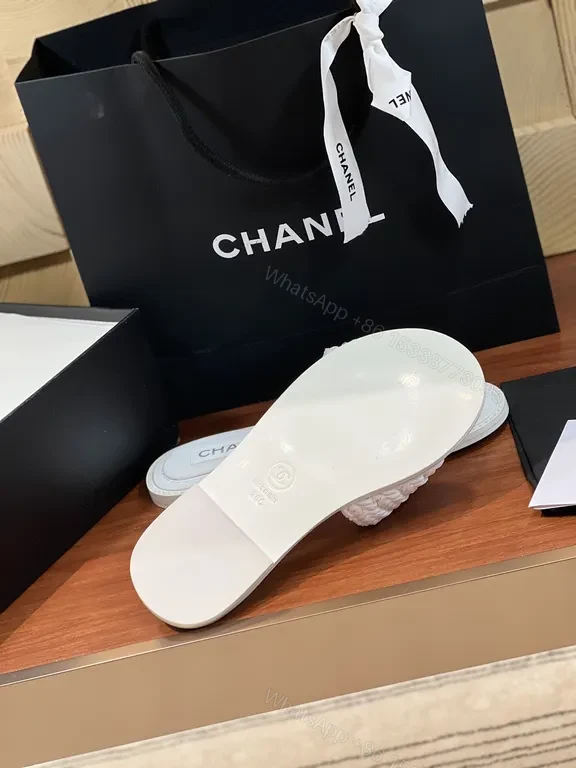 View 9 of Lux White Sparkle Slides - Chanel-Emblem, Luxe Comfort