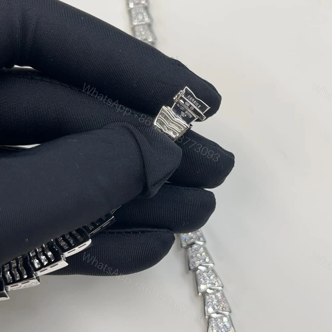 View 5 of 18K White Gold Bvlgari Serpenti Viper Necklace Pave Diamonds 348165