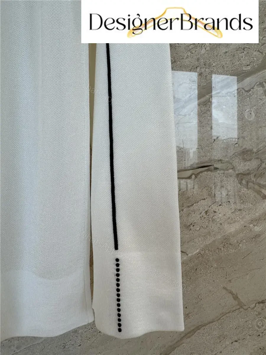 View 8 of Chanel White Long-Sleeve Collared Knit Sweater