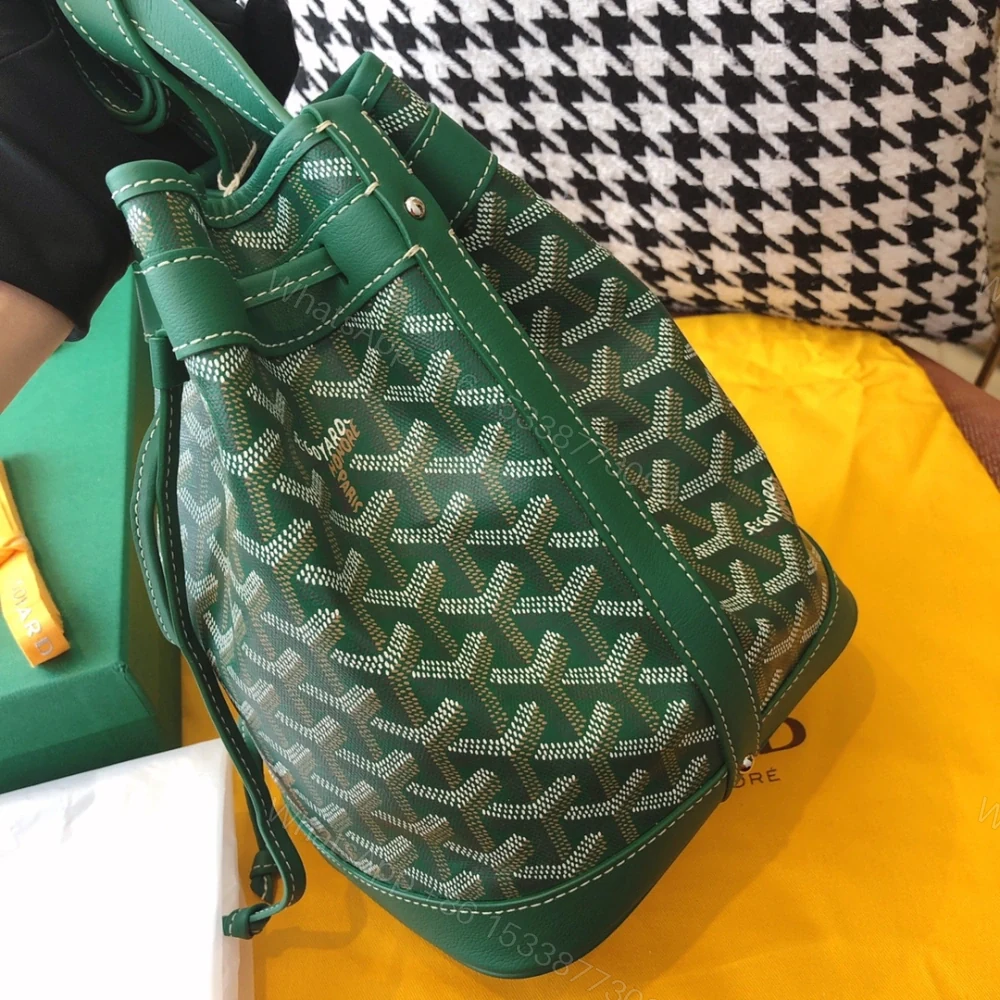 View 9 of 高仿Goyard*PEFLOT4抽繩水桶包綠色免檢版