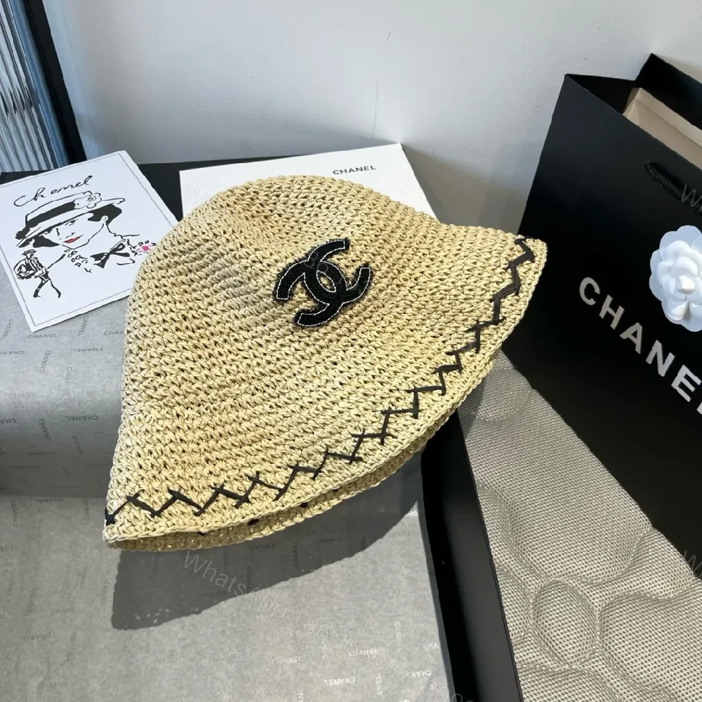 View 6 of Straw-Woven Hat: Couture Sun-Stapled Chanel-Style Brim
