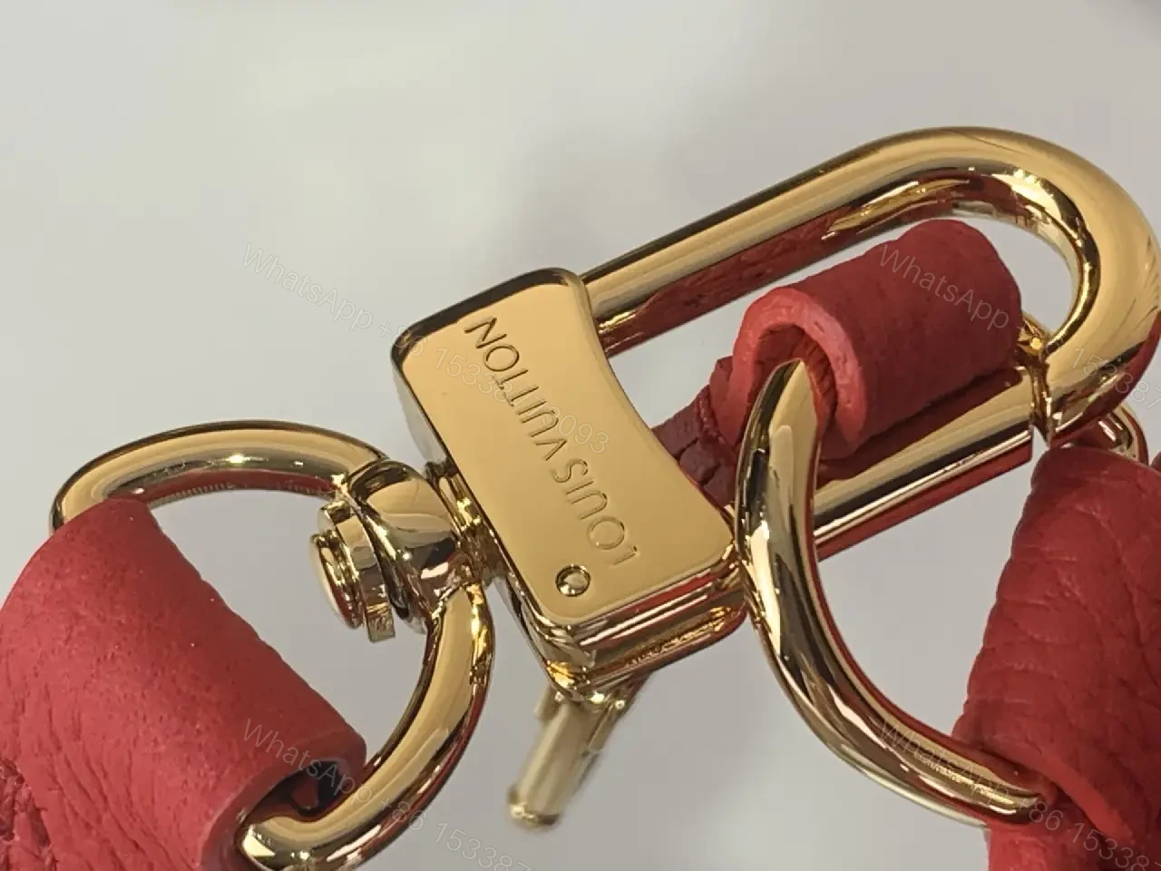 View 4 of Monogram Tote in Red Leather Trim, Structured Luxury Tote