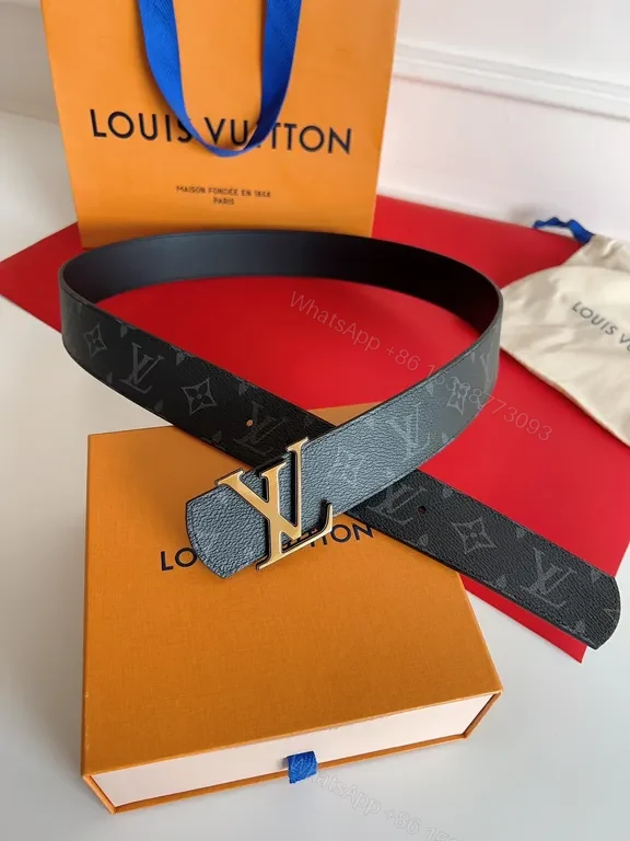 View 5 of Bold Monogram Belt: LV Gold Buckle Luxury Texture Belt