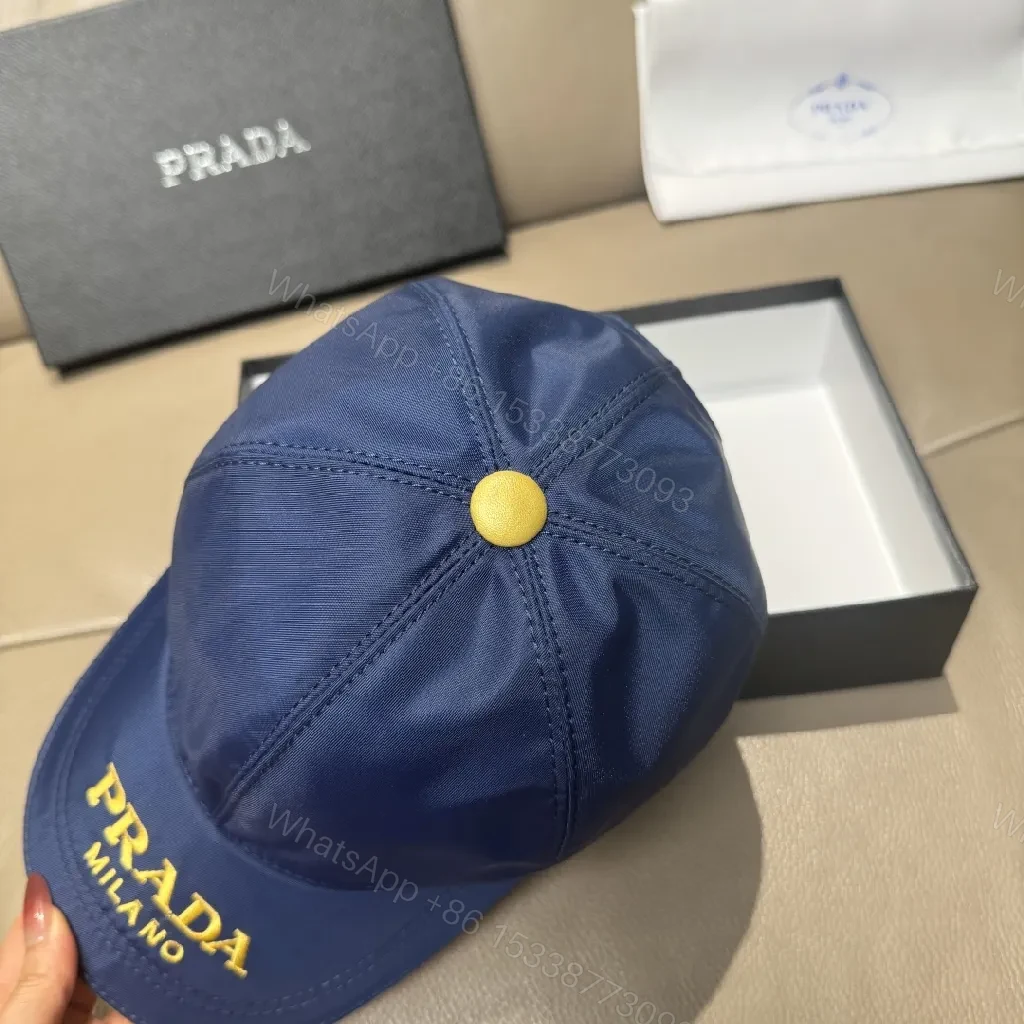 View 9 of Navy Nylon Cap: Luxe Six-Panel, Gold Accent, PRADA-Inspired