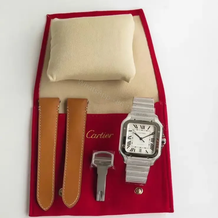 View 9 of Cartier super clone Santos White Dial Steel Bracelet Premium 40MM RG-CARTIER-SANTOS-WHT-STL-40