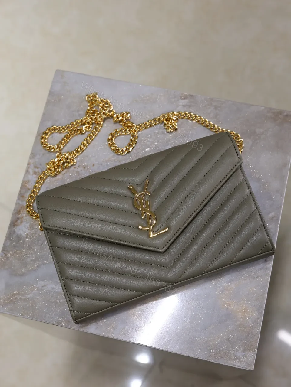 View 2 of Quilted Leather Wallet with YSL Hardware – Slim Luxury