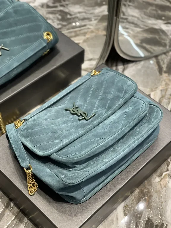 View 6 of Teal Quilted Crossbody: Luxe Calfskin, YSL Hardware Bag