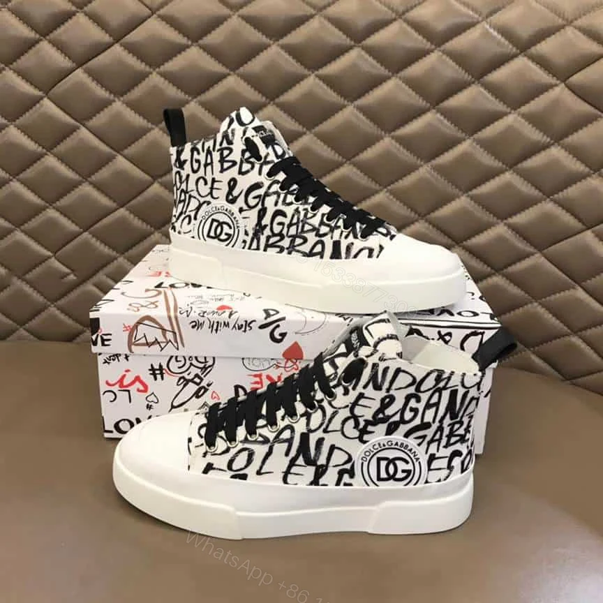 View 8 of DOLCE AND GABBANA CANVAS PORTOFINO LIGHT MID-TOP SNEAKERS WITH DG LOGO PRINT – DG109