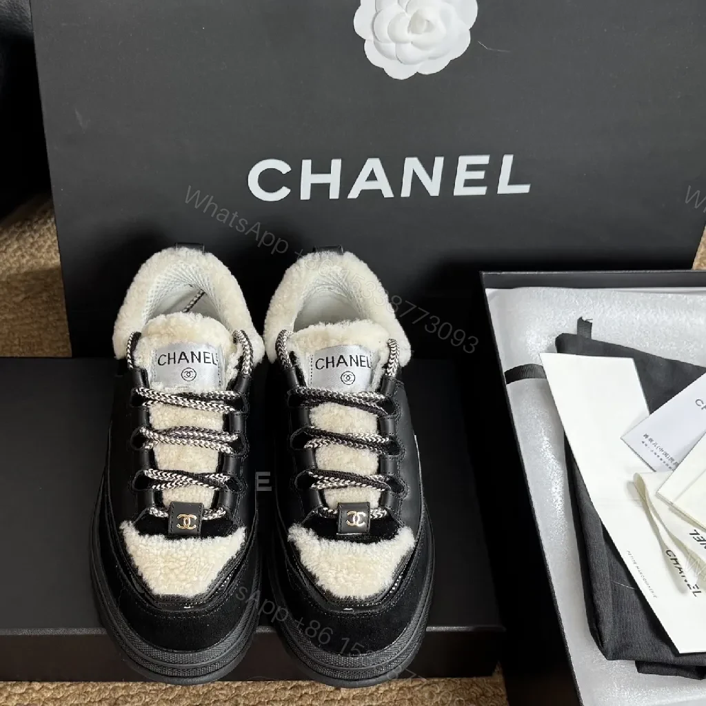 View 4 of Chunky Luxe Shearling Lace-Up Sneakers - Premium Comfort