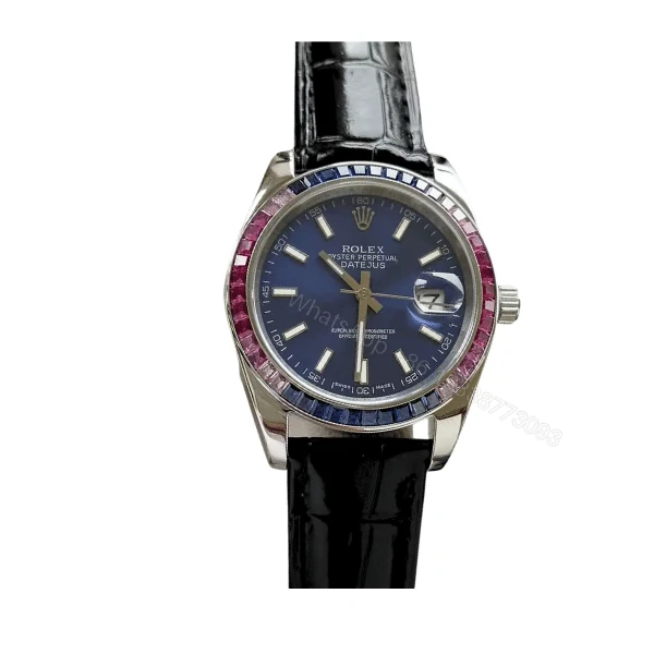 Rolex Oyster Perpetual Datejus Navy Blue Dial Ruby Around 40Mm — view 1