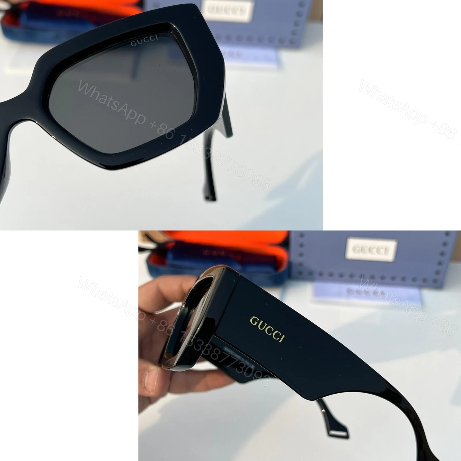 View 6 of Gucci Bold Square Frame Black Sunglasses